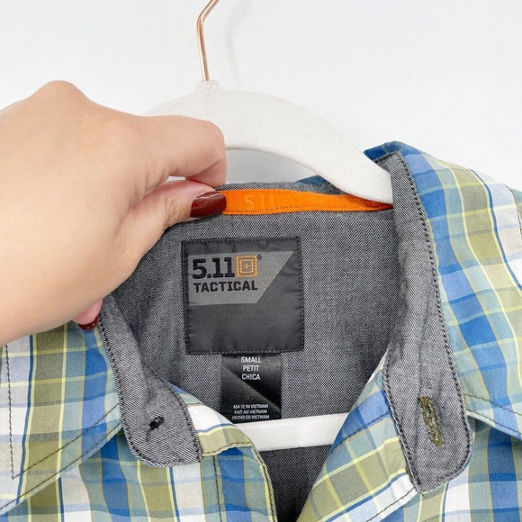 5.11 Tactical Single Flex Covert Shirt Size Fatigue Size S Plaid Short Sleeve - Picture 6 of 10